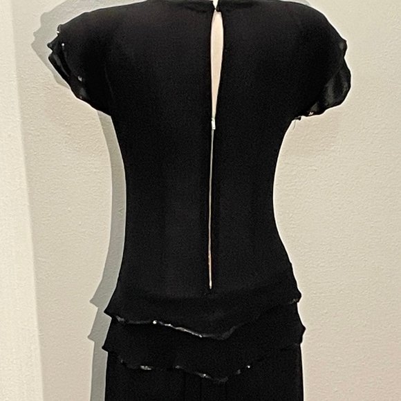 Unique Vintage Black Sequined Evening Gown - Picture 4 of 5